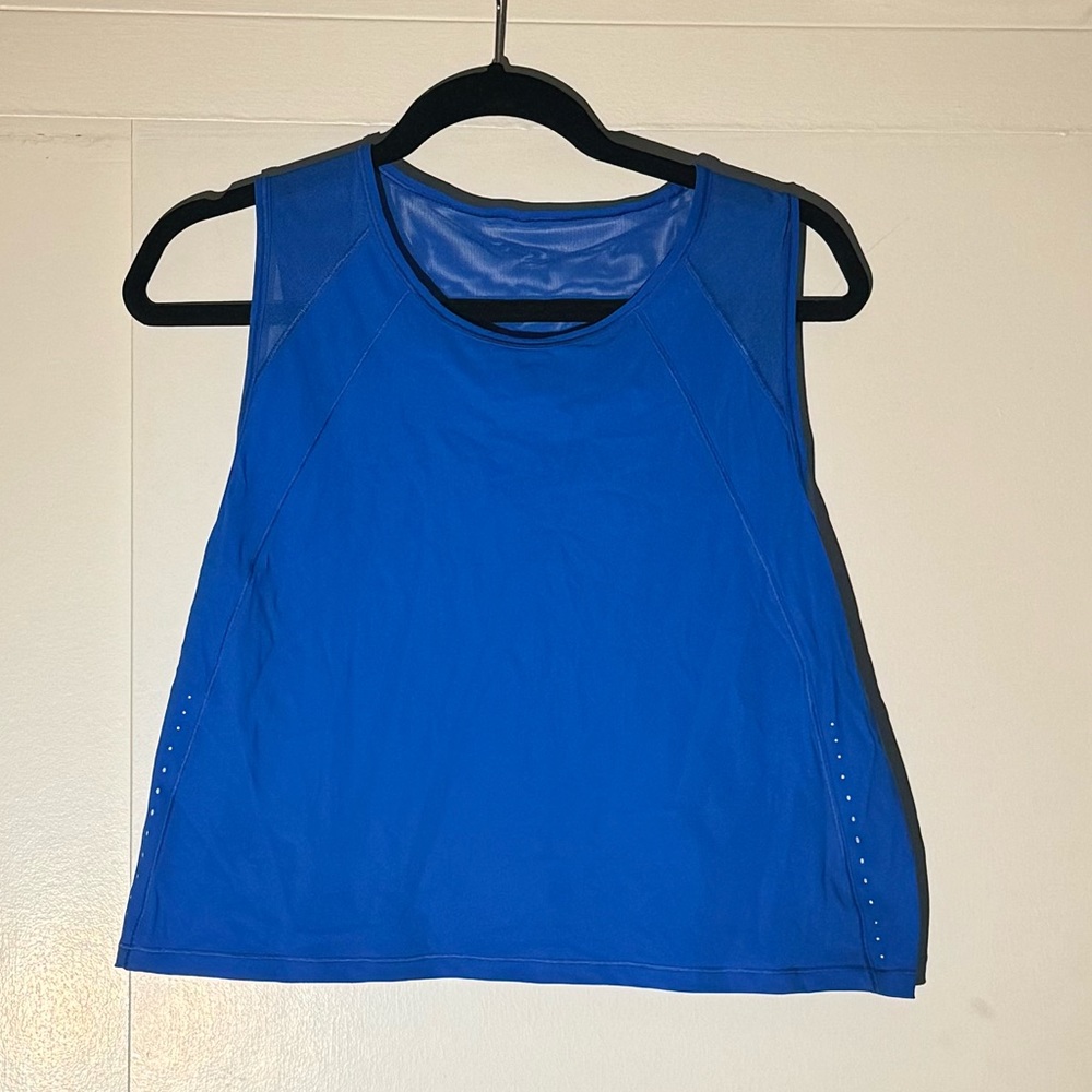 Lululemon Sculpt Cropped Tank Top 
Back Vent - Blue SIZE 12 FITS LIKE A LARGE